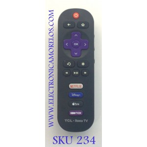 CONTROL REMOTO PARA SMART TV TCL ROKU / NUMERO DE PARTE JH-114170 / GZL-P20042 / MODELOS 49S403D / 55S425-MX